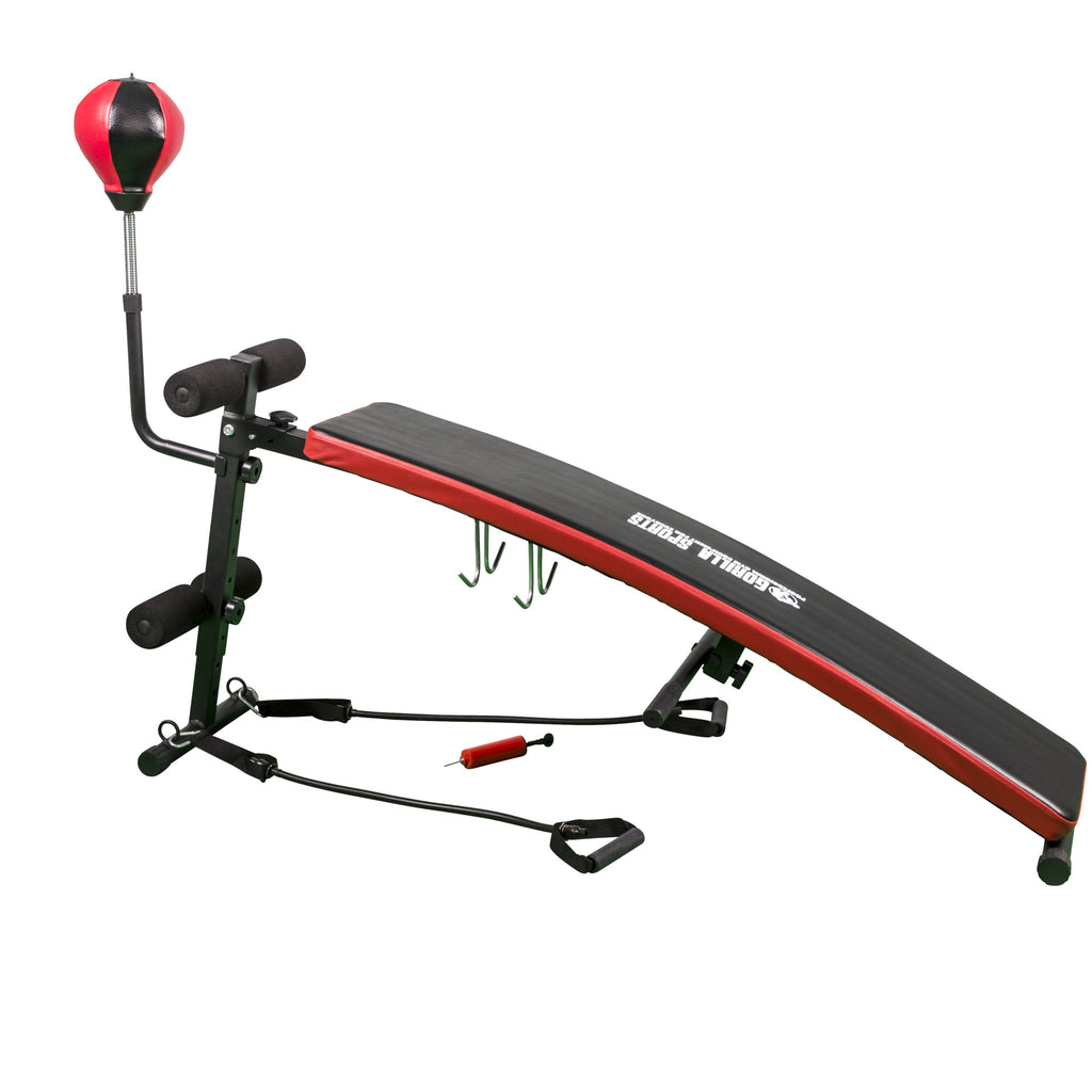 Säädettävä Vatsalihaspenkki Nyrkkeilypallolla Ja Vastusnauhoilla Musta/Punainen