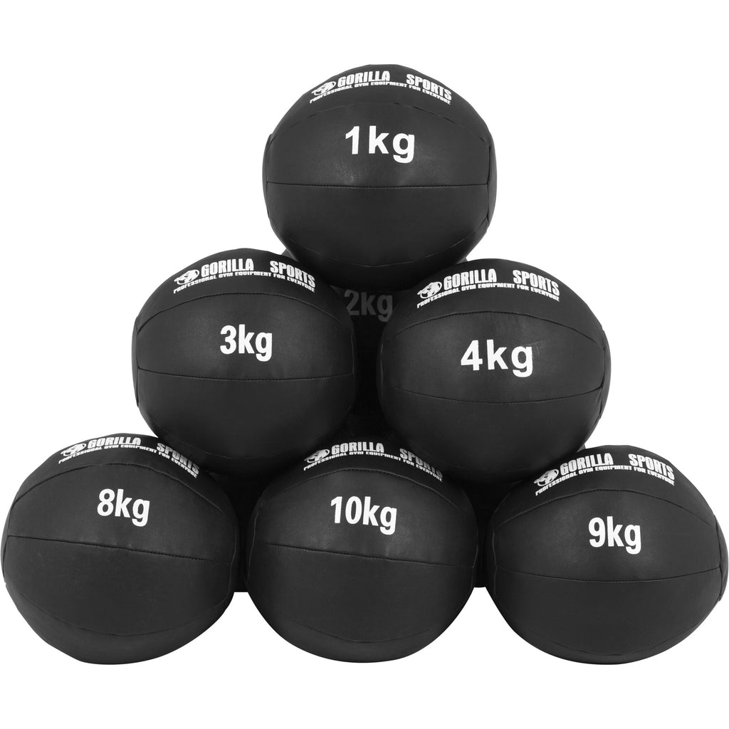 Wall Ball Kuntopallosetti 55 kg, Musta keinonahka, 1 - 10 kg