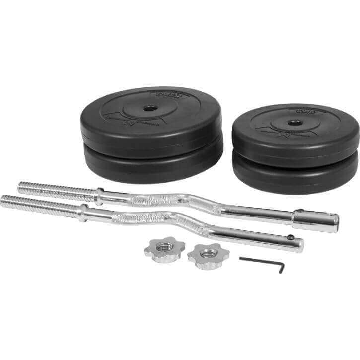 Levytankosetti 30 kg (Ø 30 mm) – EZ-kulmatanko 120 cm, purettava, vinyyliset levypainot