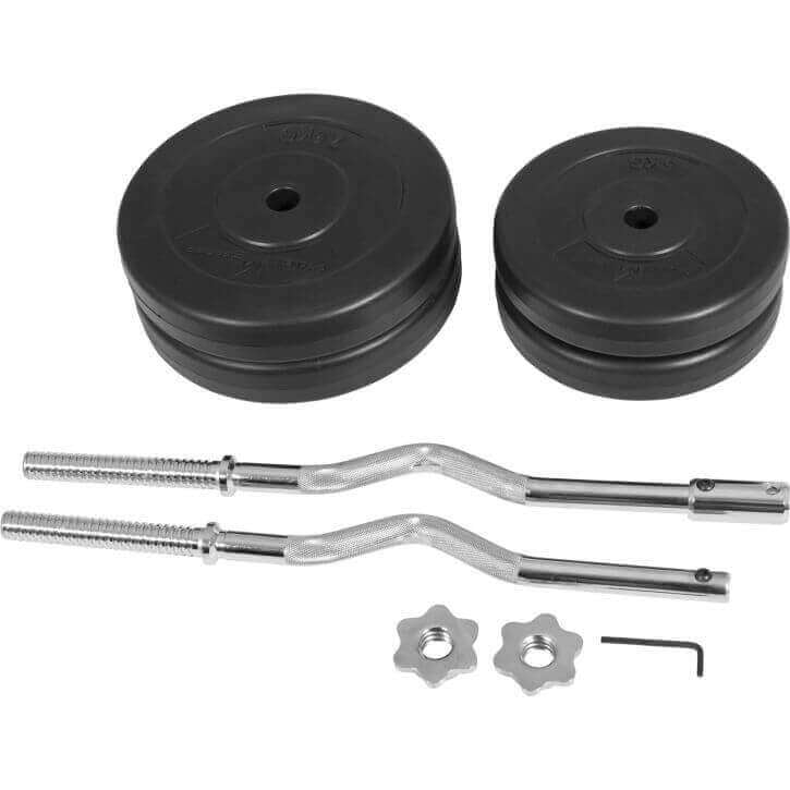 Levytankosetti 30 kg (Ø 30 mm) – EZ-kulmatanko 120 cm, purettava, vinyyliset levypainot