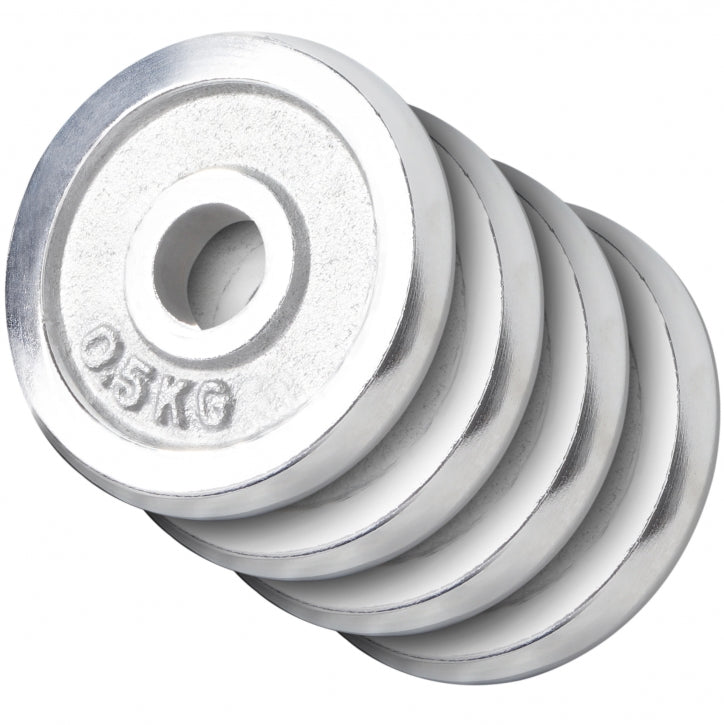 Levypainot 4x0,5kg, 30mm Rautaiset Levypainot, Kromi