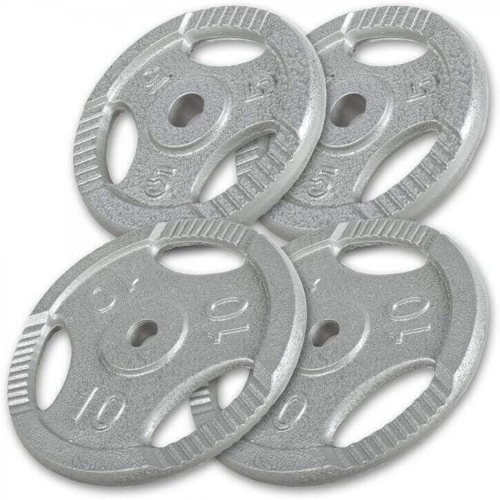 Levypainot 2x5kg 2x10kg, 30mm Rautaiset Levypainot Otekahvoilla, Harmaa