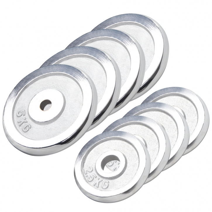 Levypainot 4x2,5kg 4x5kg, 30mm Rautaiset Levypainot, Kromi