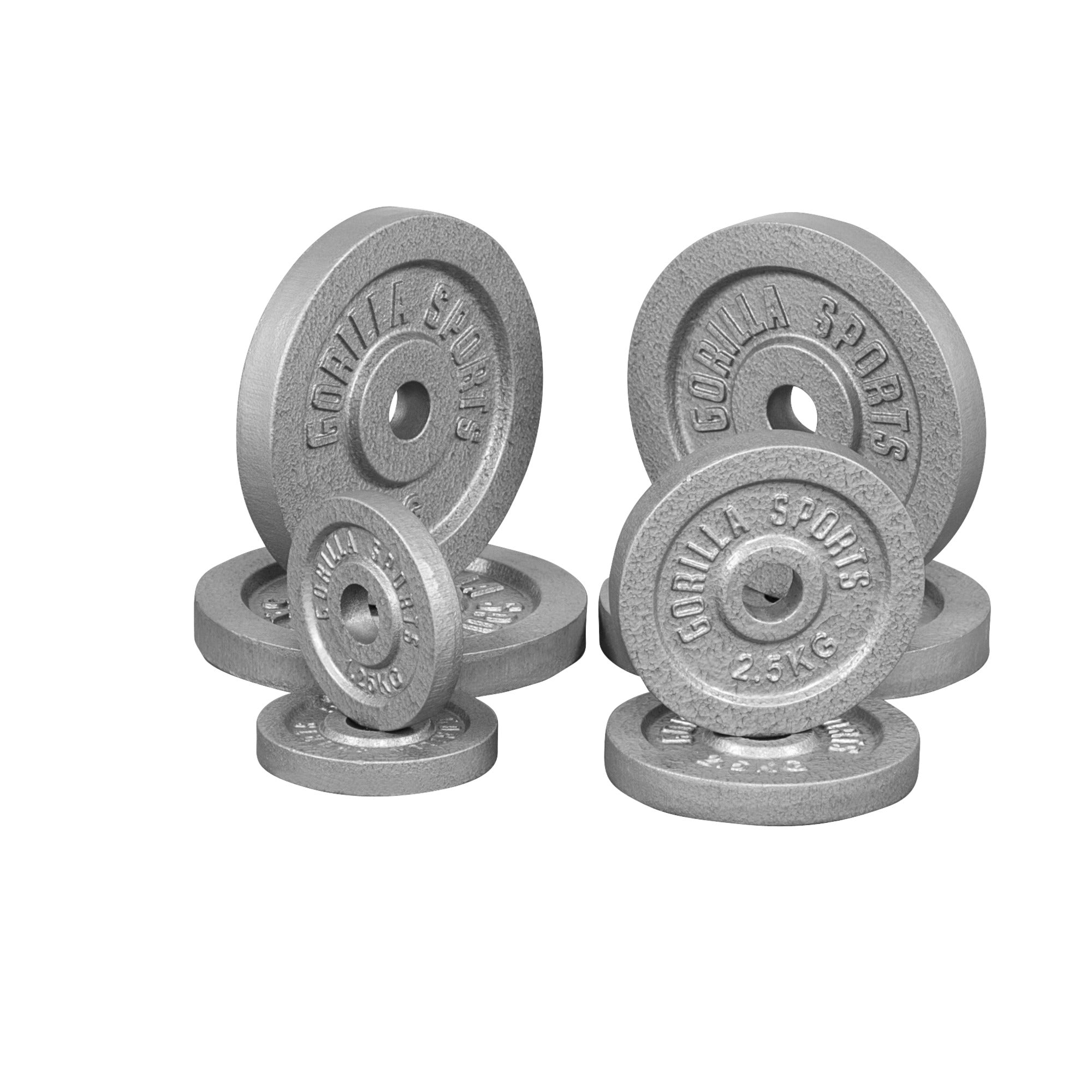 Levypainot 2x1,25kg 2x2,5kg 4x5kg, 30mm Rautaiset Levypainot, Harmaa