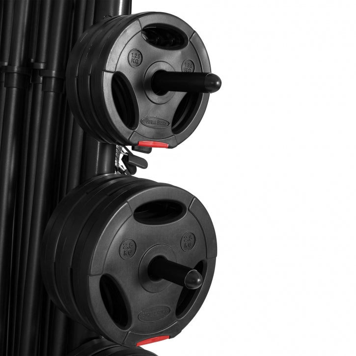 Levypaino- ja Tankoteline, Monipuolinen, Ø 30mm, 300kg, Musta