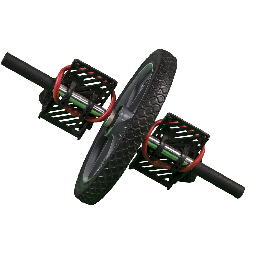 Voimapyörä / Ab Wheel Jalansijoilla Ja Pehmustetuilla Kahvoilla Musta/Harmaa