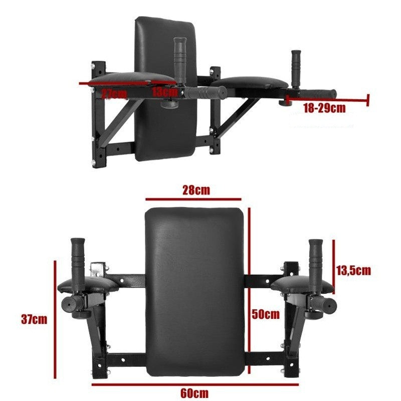 Seinään Kiinnitettävä Dippi- ja Vatsalaite Pehmusteilla 60x69x50cm Musta