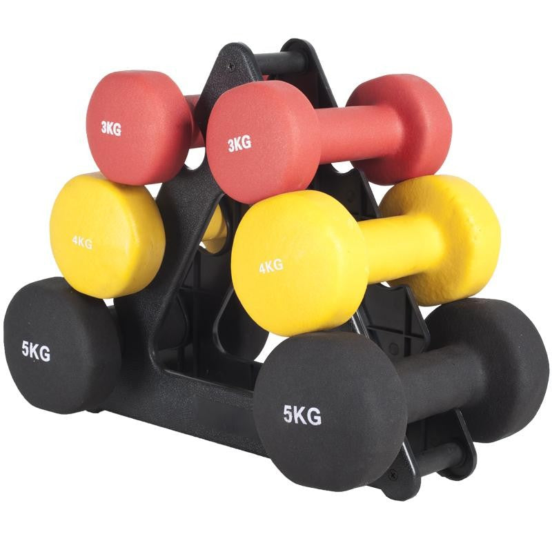 Kolmio Käsipainoteline Aerobic Käsipainoille 30x8x29,5cm Max. 12kg Musta