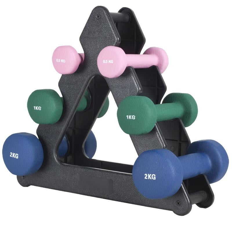 Kolmio Käsipainoteline Aerobic Käsipainoille 30x8x29,5cm Max. 12kg Musta