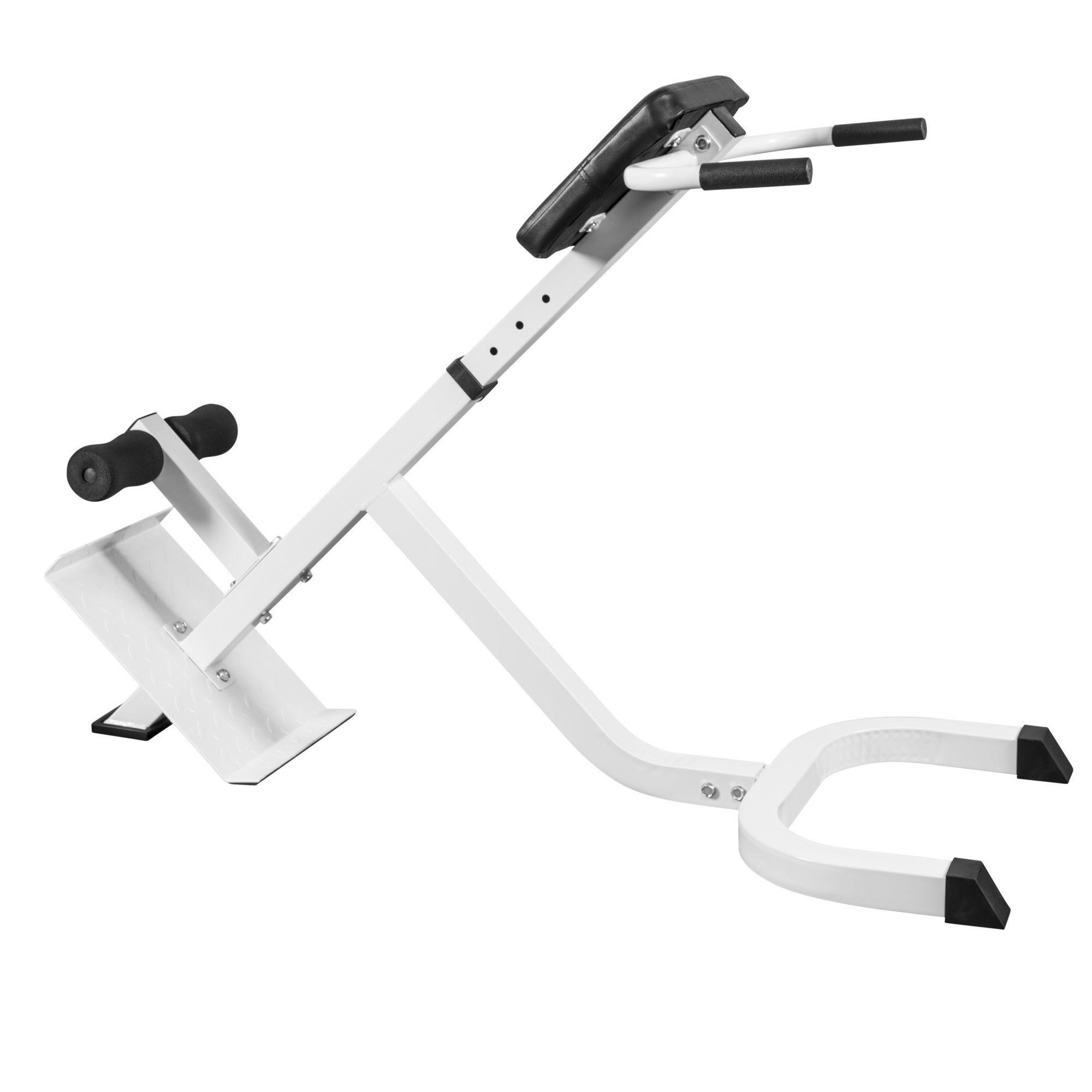 Säädettävä Selkäpenkki / Selkälihaslaite Tukikahvoilla 128x56x78-86cm Valkoinen