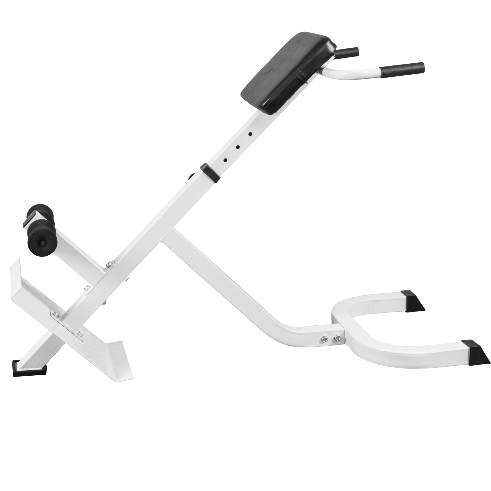 Säädettävä Selkäpenkki / Selkälihaslaite Tukikahvoilla 128x56x78-86cm Valkoinen