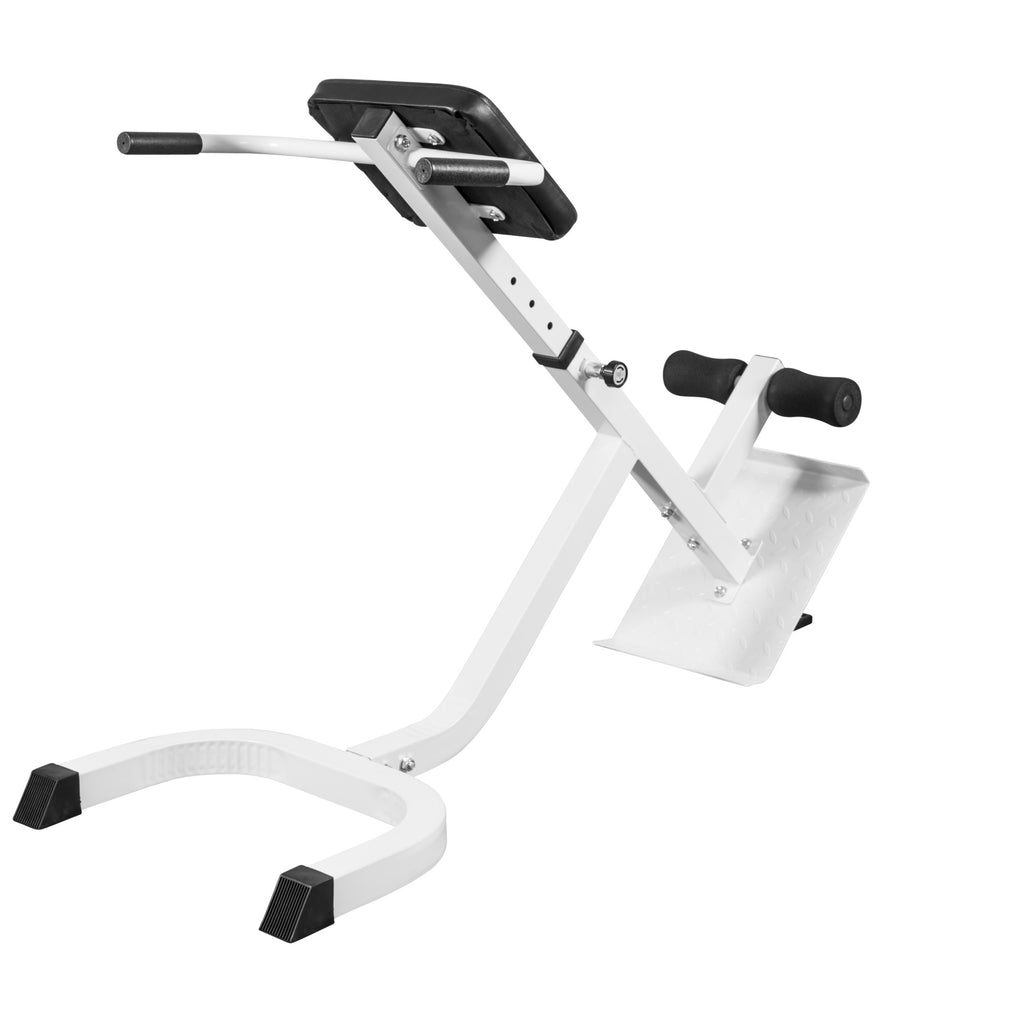 Säädettävä Selkäpenkki / Selkälihaslaite Tukikahvoilla 128x56x78-86cm Valkoinen