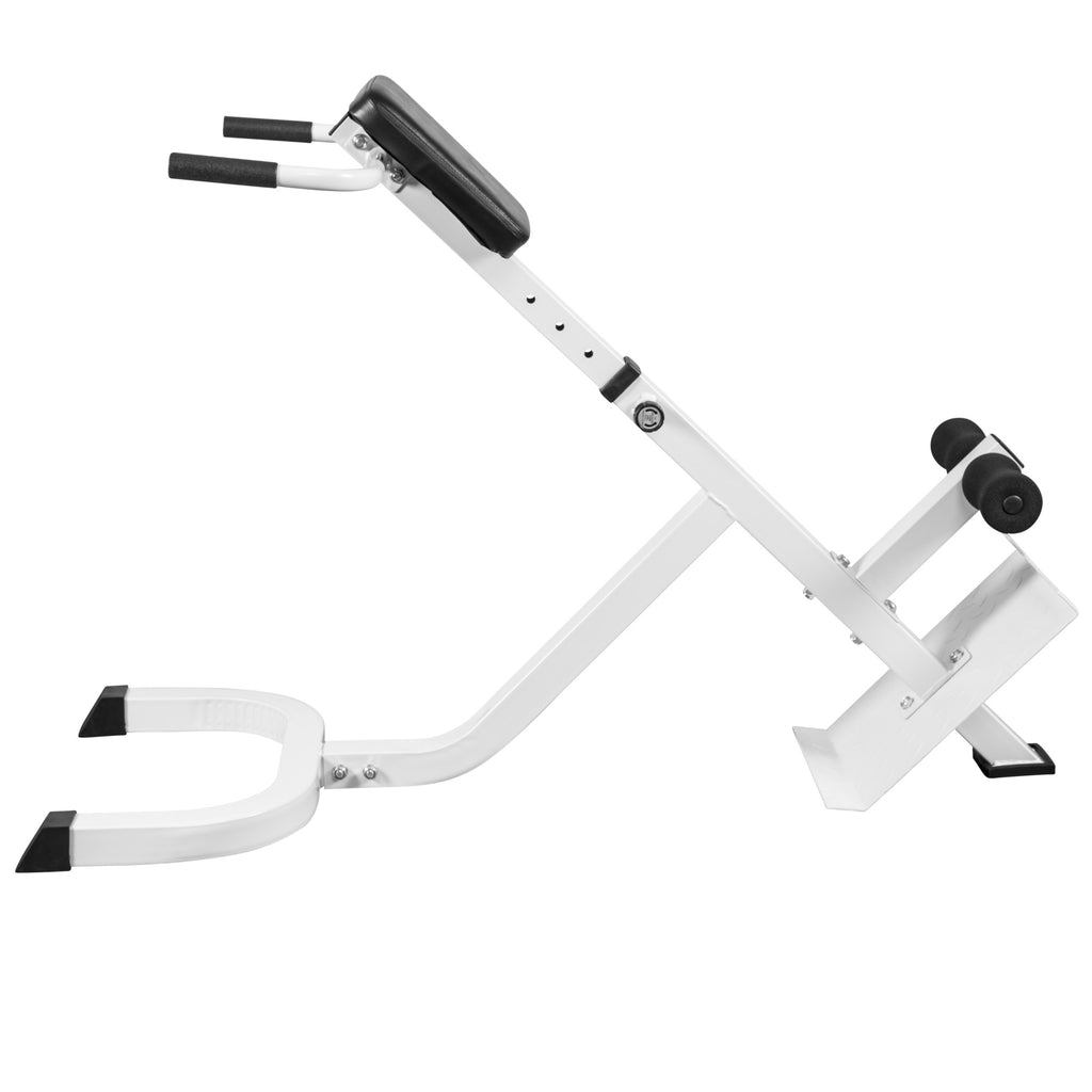 Säädettävä Selkäpenkki / Selkälihaslaite Tukikahvoilla 128x56x78-86cm Valkoinen
