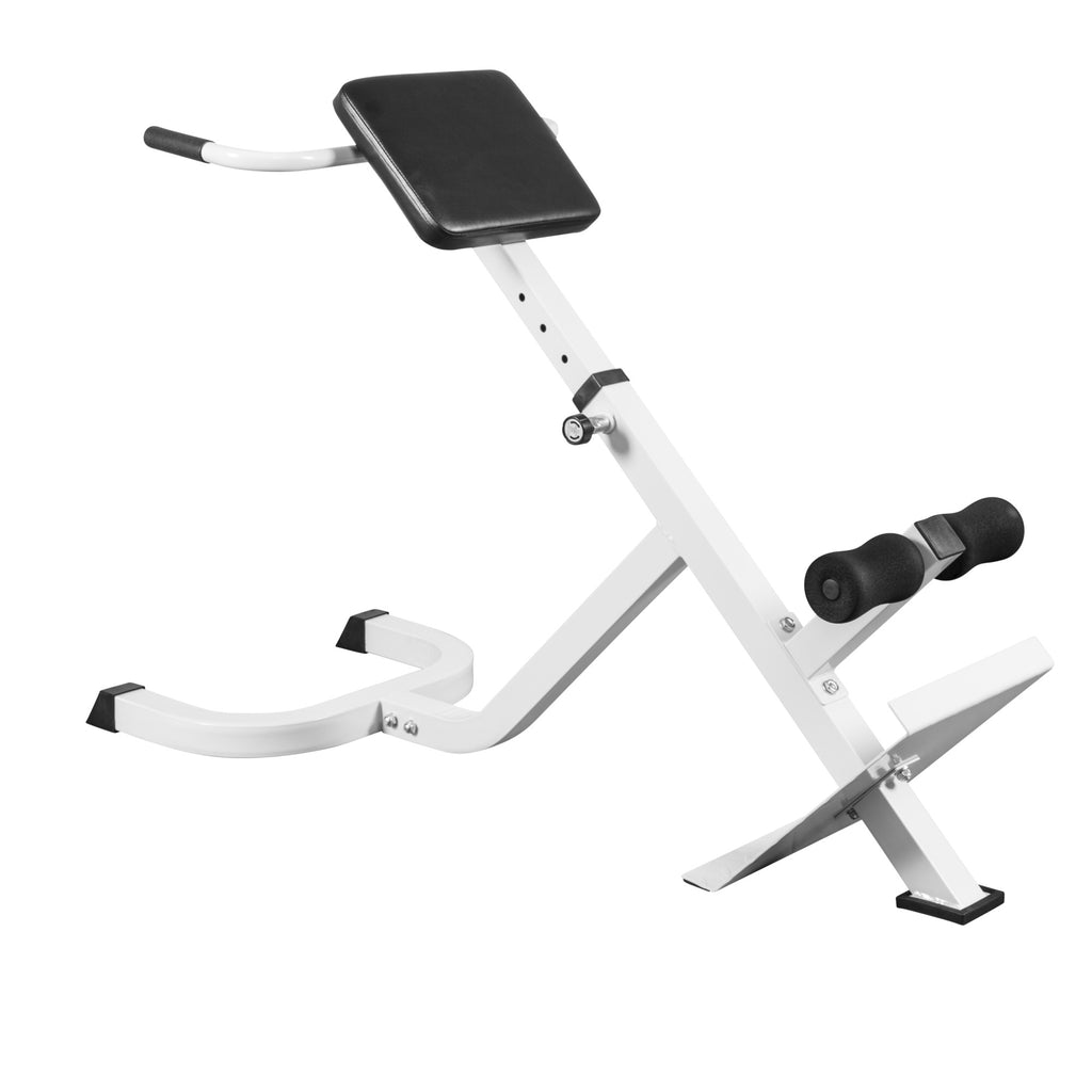Säädettävä Selkäpenkki / Selkälihaslaite Tukikahvoilla 128x56x78-86cm Valkoinen