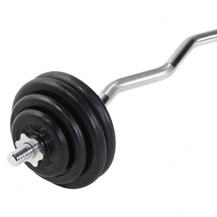 Levytankosarja 35kg / Kumiset Levypainot + EZ Kulmatanko 120cm, Ø 30/31mm