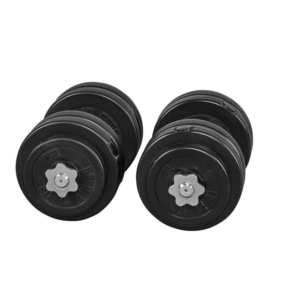 Säädettävät Vinyyliset Käsipainot 30kg Kierrelukoilla 42cm, Ø 30/31mm 2kpl