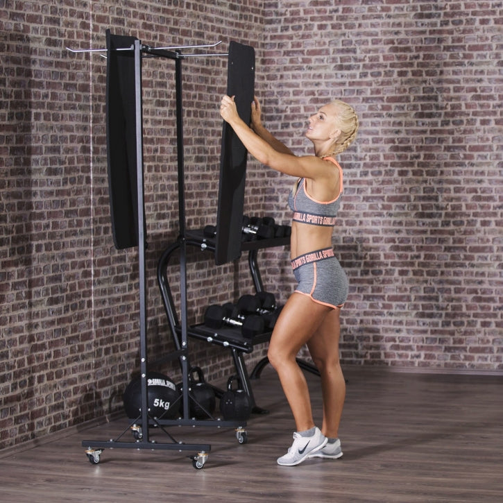 Joogamatto Setti, 10mm Joogamatot 2kpl ja Teline, Musta