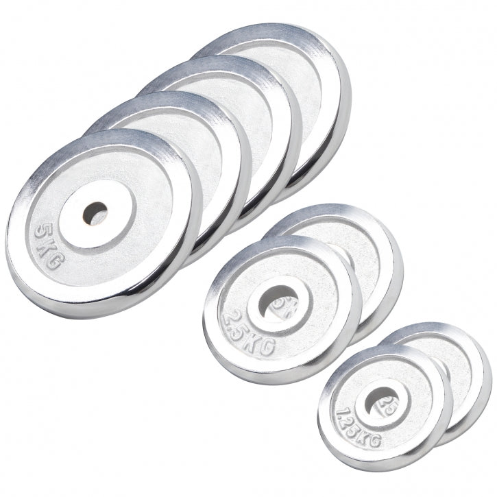 Levypainot 2x1,25kg 2x2,5kg 4x5kg, 30mm Rautaiset Levypainot, Kromi