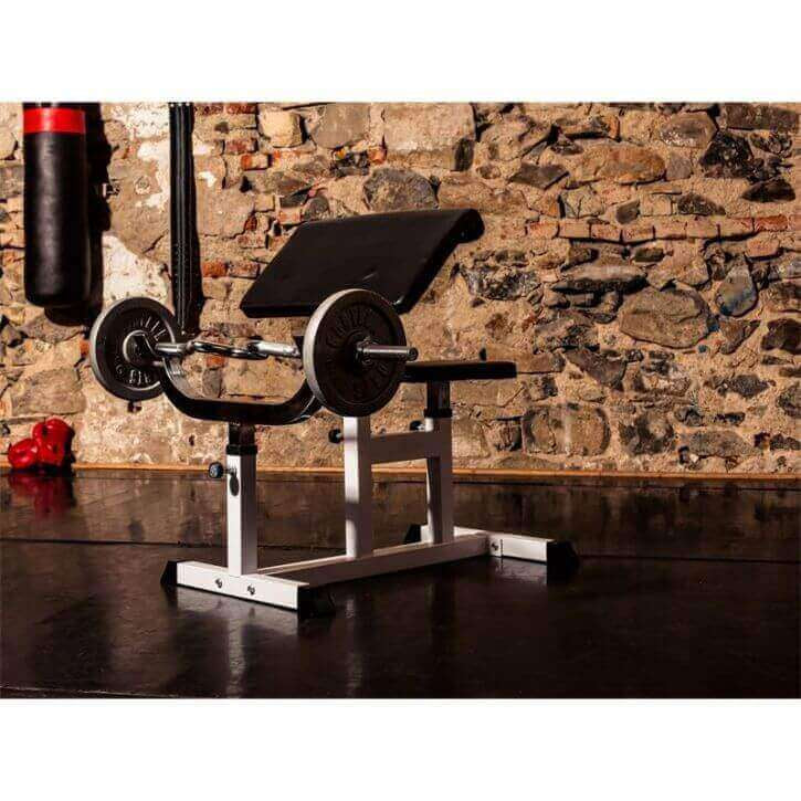 Scott Hauispenkki Valkoinen + EZ Kulmatanko Ja Valurautaiset Levypainot 30kg