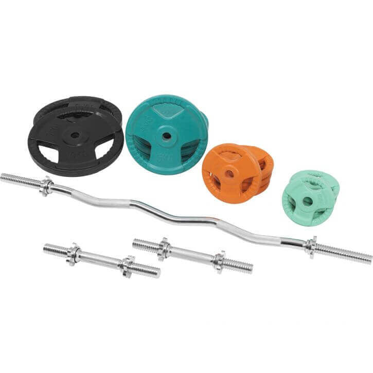 Levytankosarja 70kg / EZ Kulmatanko Ja Käsipainotangot + Levypainot Ø 30/31mm