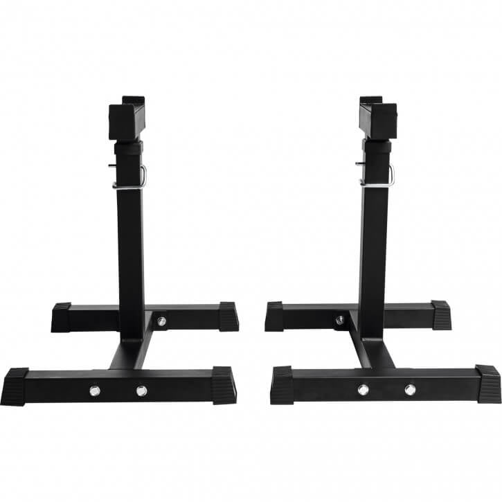 Kyykkyteline / Tankoteline 2 kpl – Matala, Säädettävä 52–71 cm, Max. 130 kg, Teräs, Musta