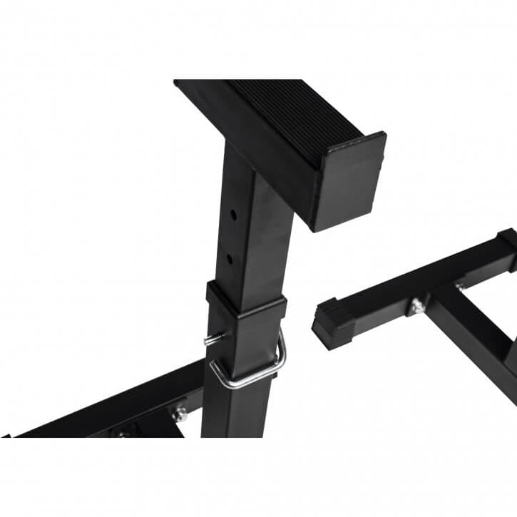 Kyykkyteline / Tankoteline 2 kpl – Matala, Säädettävä 52–71 cm, Max. 130 kg, Teräs, Musta