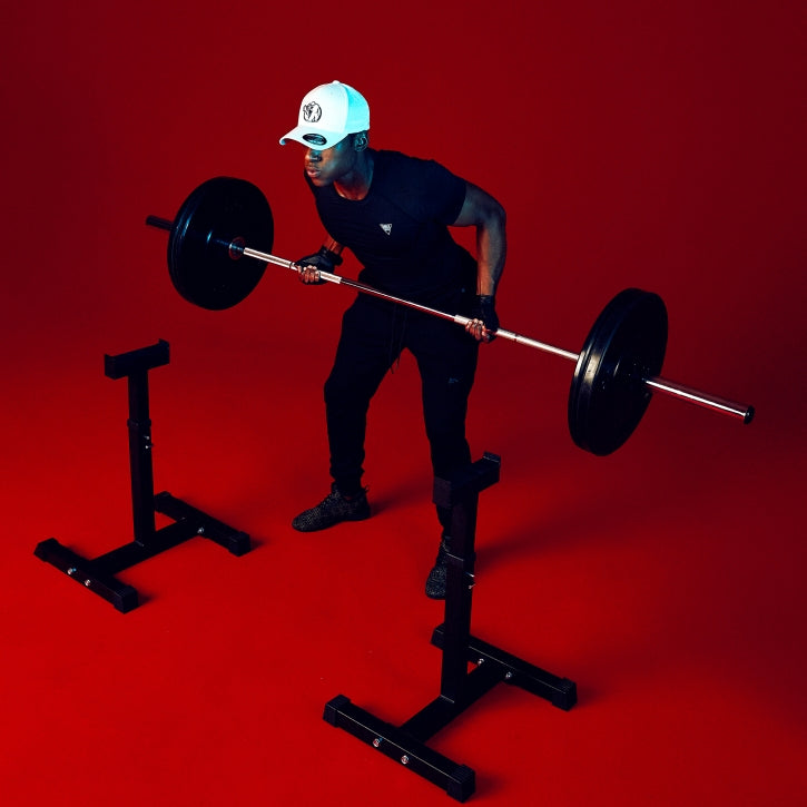 Kyykkyteline / Tankoteline 2 kpl – Matala, Säädettävä 52–71 cm, Max. 130 kg, Teräs, Musta