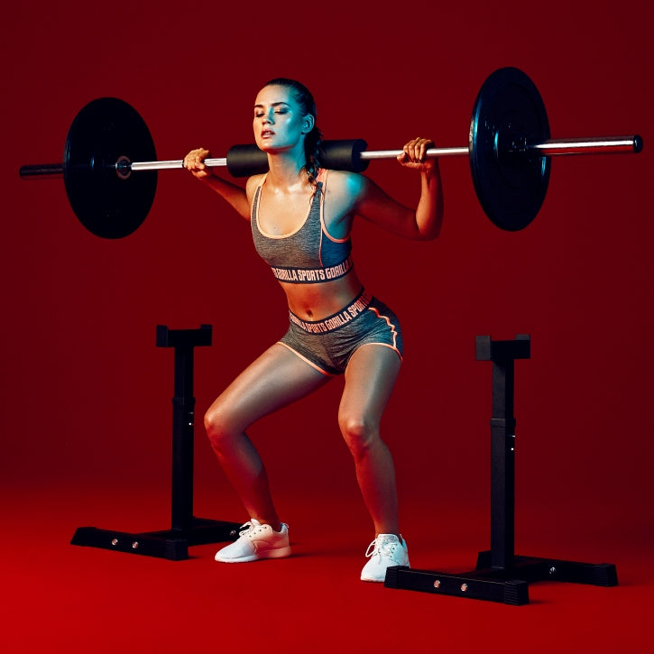 Kyykkyteline / Tankoteline 2 kpl – Matala, Säädettävä 52–71 cm, Max. 130 kg, Teräs, Musta