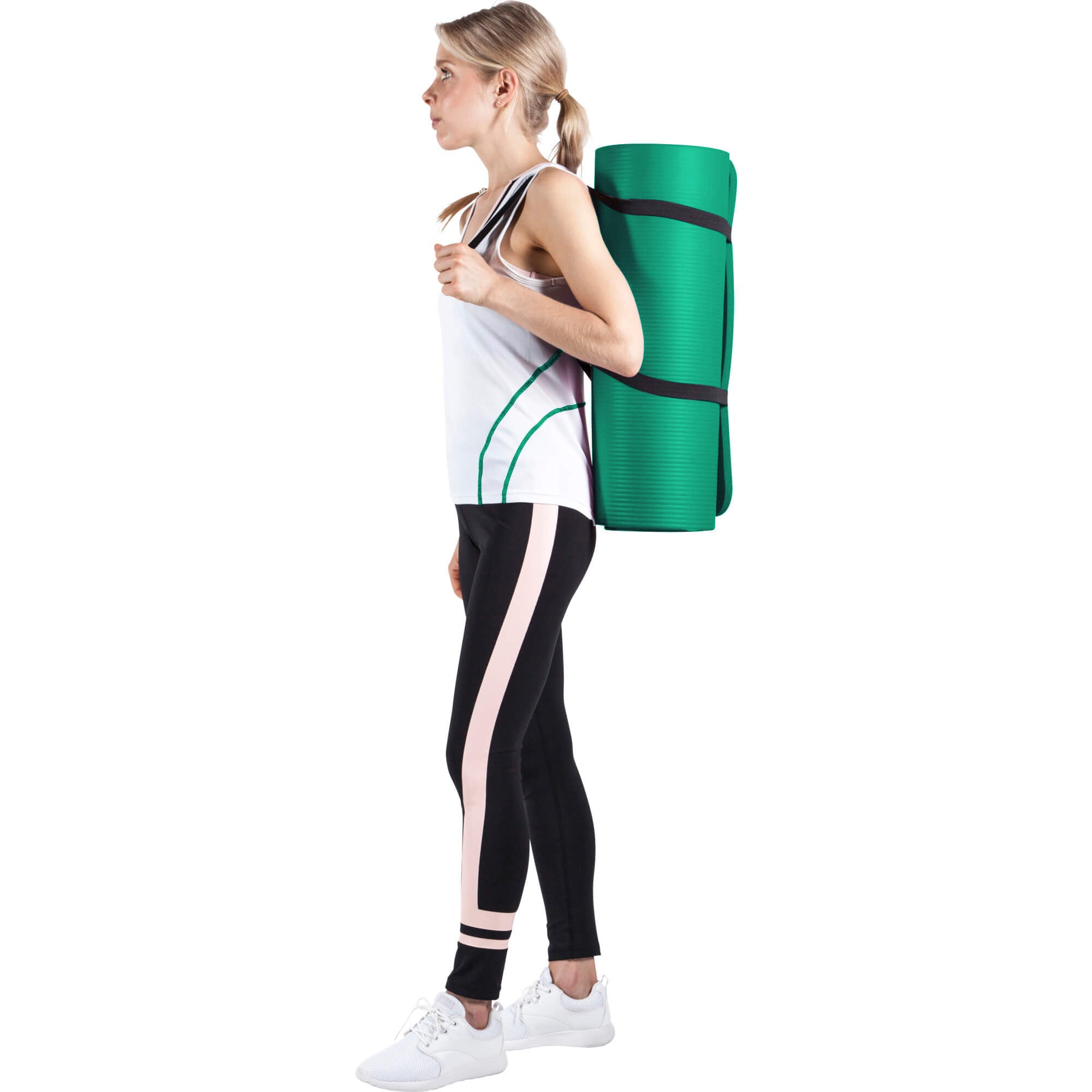 Jumppamatto Kantohihnalla, Vihreä, 190x100x1,5cm