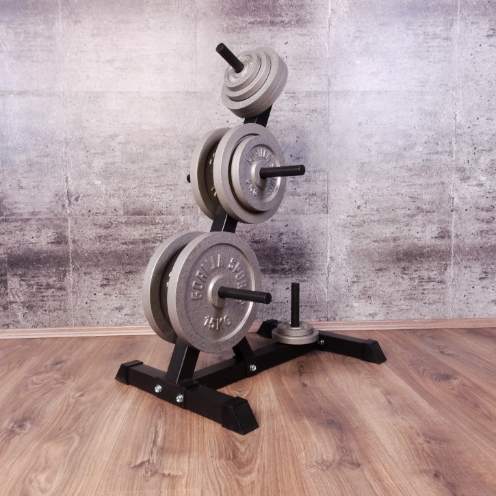 Levypainoteline ja Valurautaiset Levypainot, Ø 30mm, 200kg, Musta