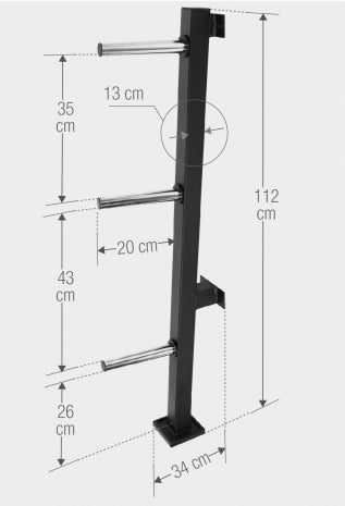 Levypainoteline, Kompakti, Seinäkiinnitys, Ø 30mm, 300kg, Musta