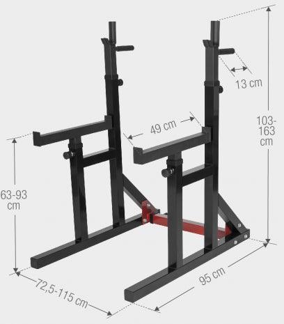 Säädettävä Kyykkyteline + Olympia Levtanko Ja Levypainot Jousilukoilla 170kg, Ø 50mm