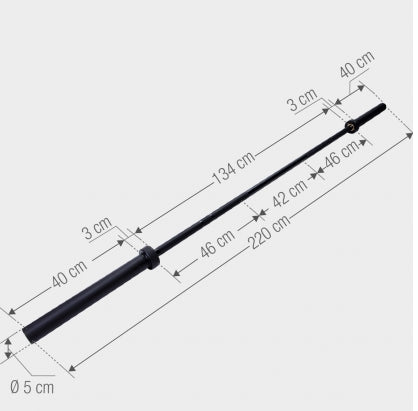 Bumper Plate Painosarja 140kg + Musta Olympia Levytanko Jousilukoilla 220cm, Ø 50/51mm