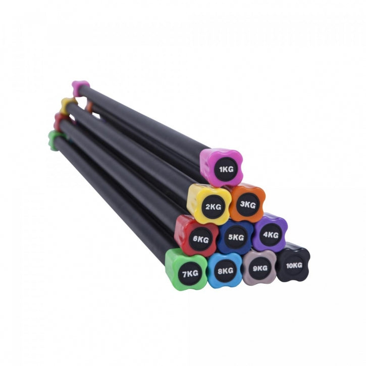 Painotankopaketti Aerobic Bar 1-10kg ja Painotankoteline Aerobic Tangoille, Musta