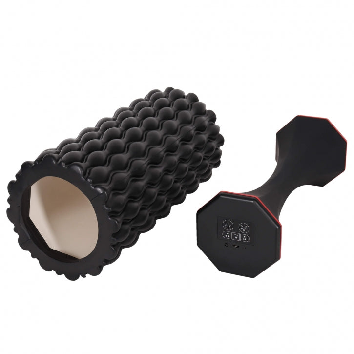 Foam Roller 3 in 1, Hierontarulla Tärinällä, Musta, 30x10cm