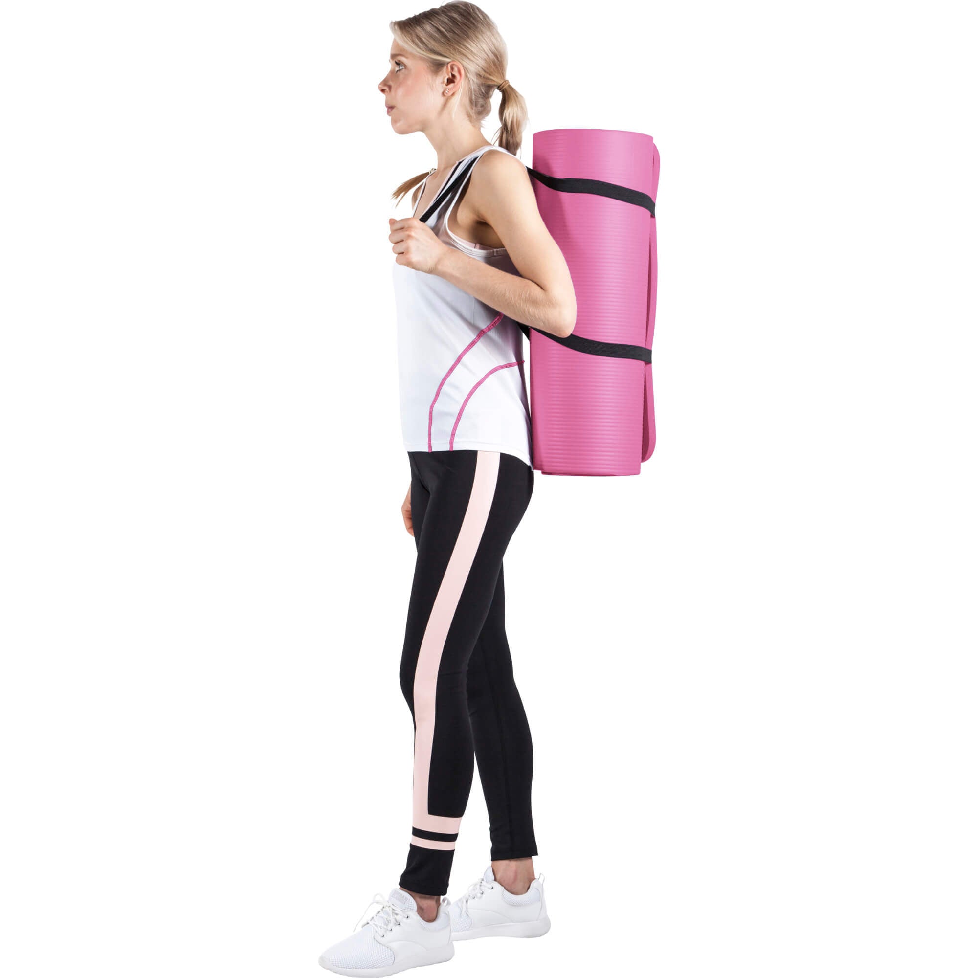 Jumppamatto Kantohihnalla, Pinkki, 190x100x1,5cm