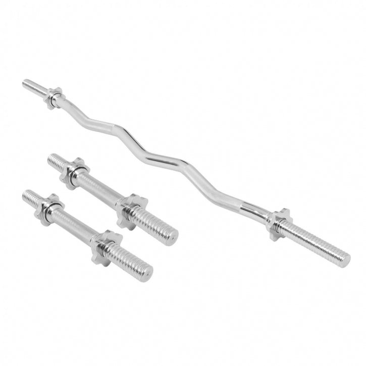 Käsipainotangot 35cm, 2,5kg, 2kpl + EZ Mutkatanko 120cm, 8kg Kierrelukoilla Ø 30mm