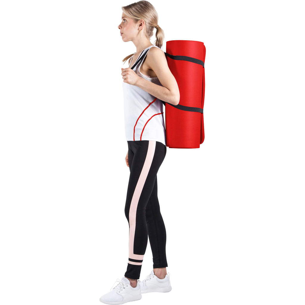 Jumppamatto Kantohihnalla, Punainen, 190x100x1,5cm