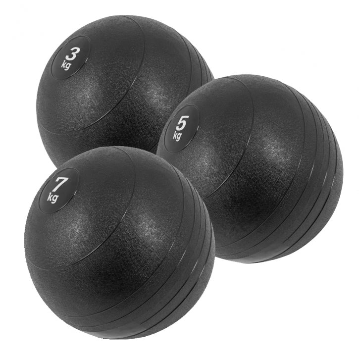 Slam Ball Kuntopallosetti 3 kg, 5 kg ja 7 kg, Musta kumi