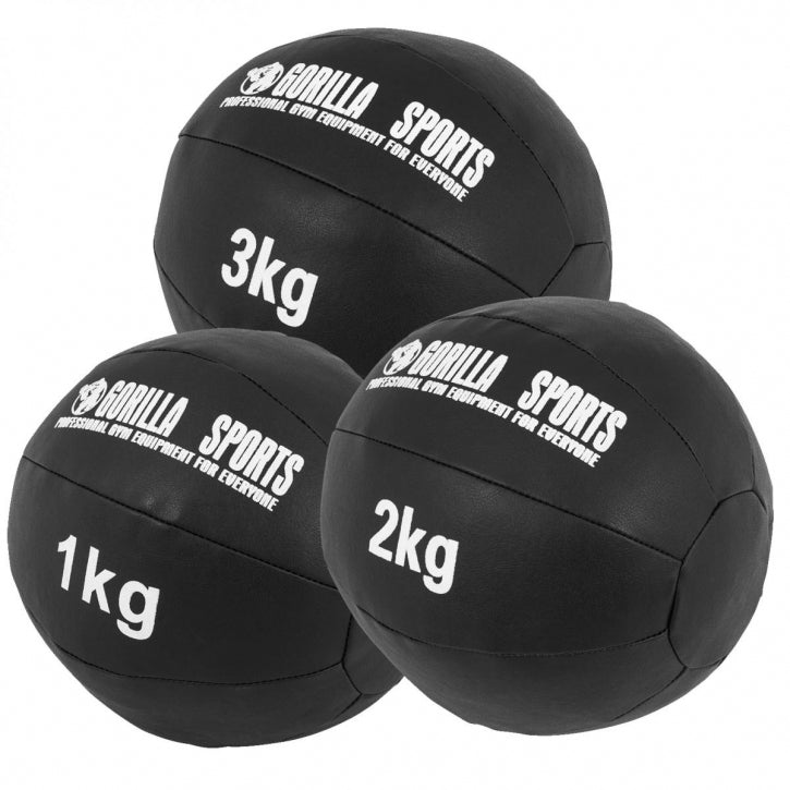 Wall Ball Kuntopallo Setti 1 kg, 2 kg ja 3 kg, Musta PU