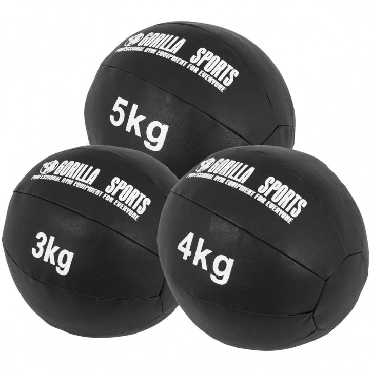 Wall Ball Kuntopallo Setti 3 kg, 4 kg ja 5 kg, Musta PU