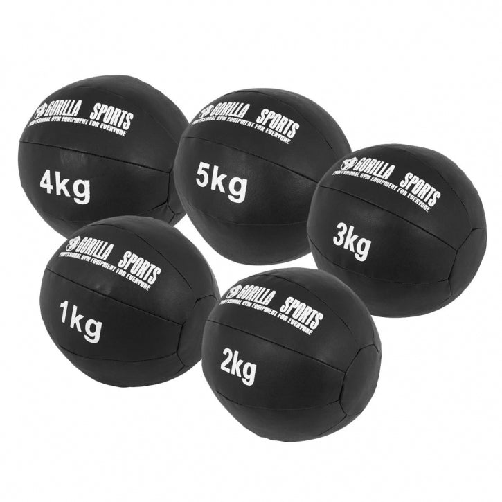 Wall Ball Kuntopallosetti 1 kg - 5 kg, Musta PU