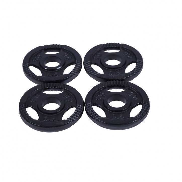 Levypainot  4x0,5kg, 30mm Rautaiset Levypainot Otekahvoilla, Musta