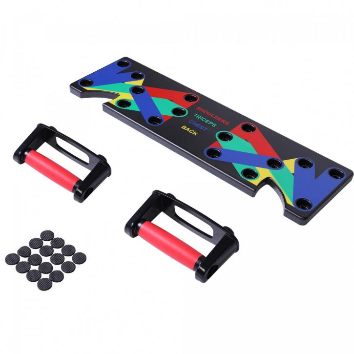 Punnerruslauta ja Irrotettavat Punnerruskahvat – 9 Asentoa, 200 kg, Musta