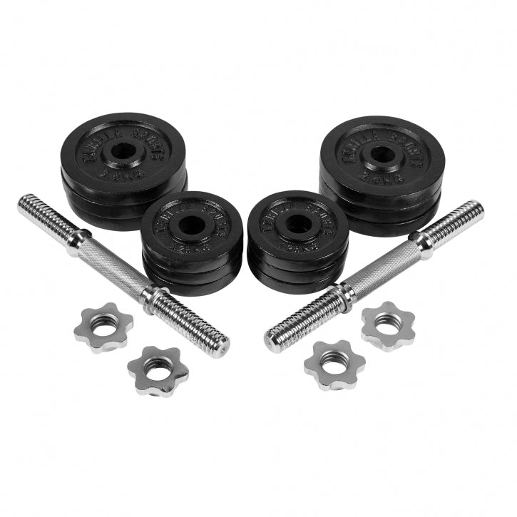 2kpl Säädettävät Käsipainot 30 kg – Valurautaa, Kierrelukoilla Musta