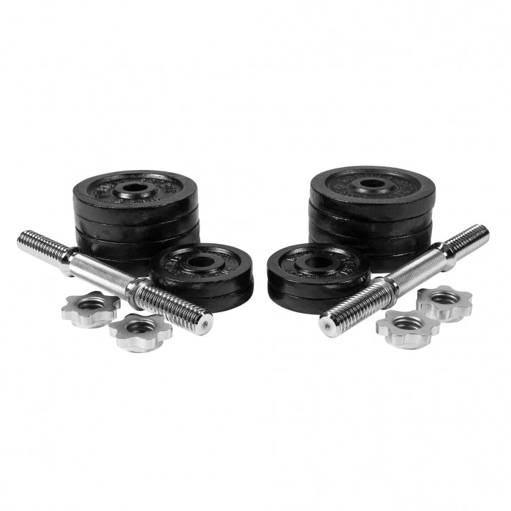 2kpl Säädettävät Käsipainot 30 kg – Valurautaa, Kierrelukoilla Musta