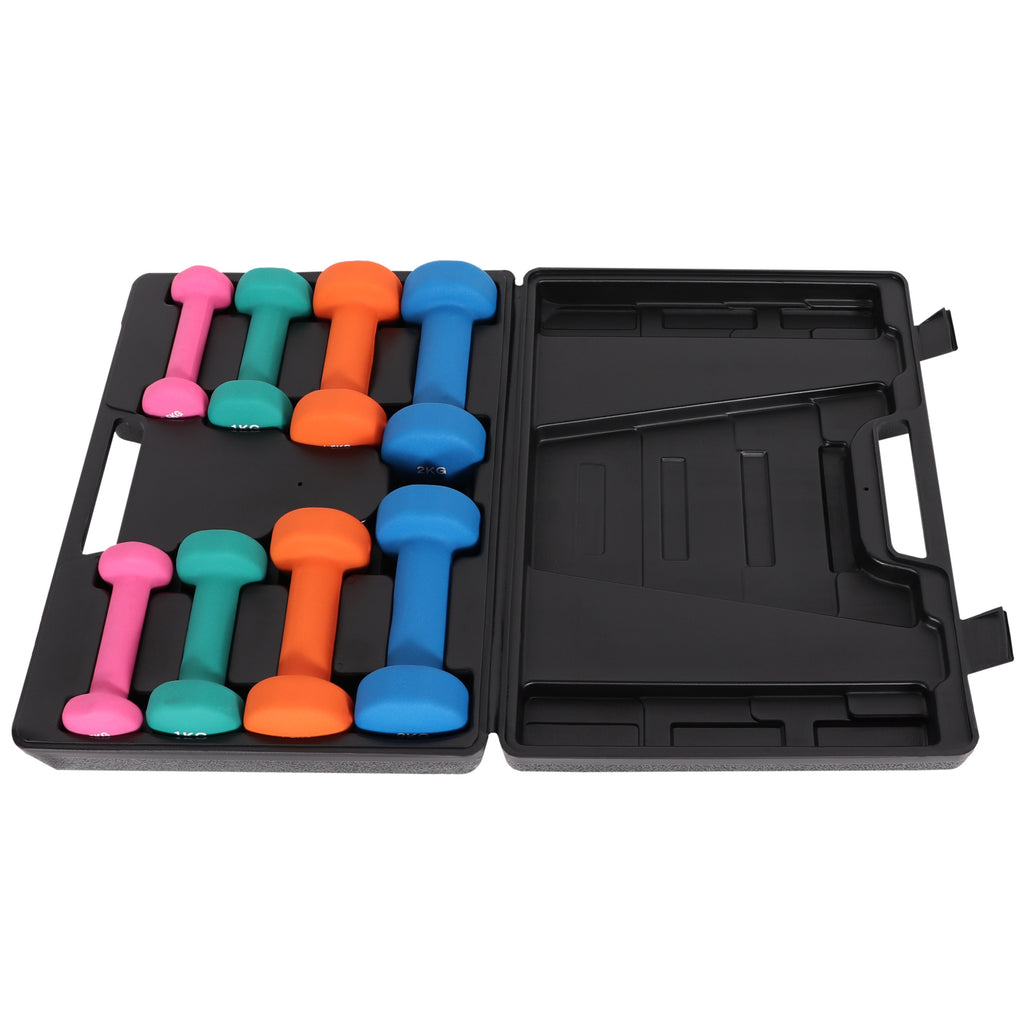 Aerobic / Vinyylikäsipainosetti 10kg Valurautaydin + Säilytyskotelo Musta