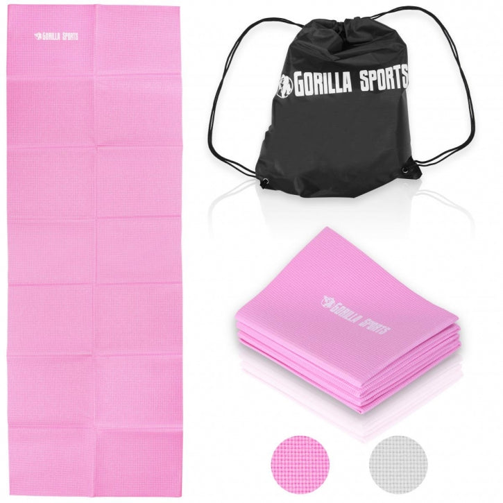 Joogamatto 4mm Taitettava, Kantolaukku, Pinkki, 173x61cm