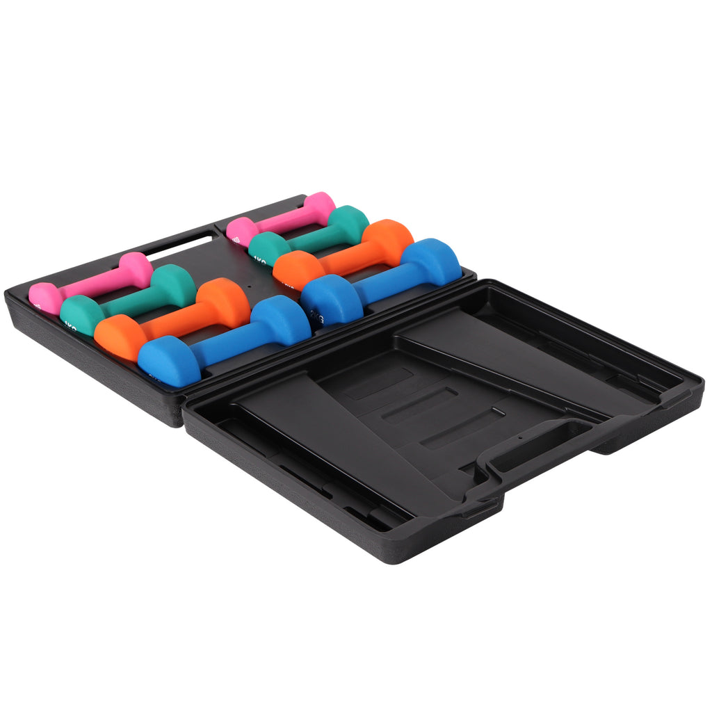 Aerobic / Vinyylikäsipainosetti 10kg Valurautaydin + Säilytyskotelo Musta