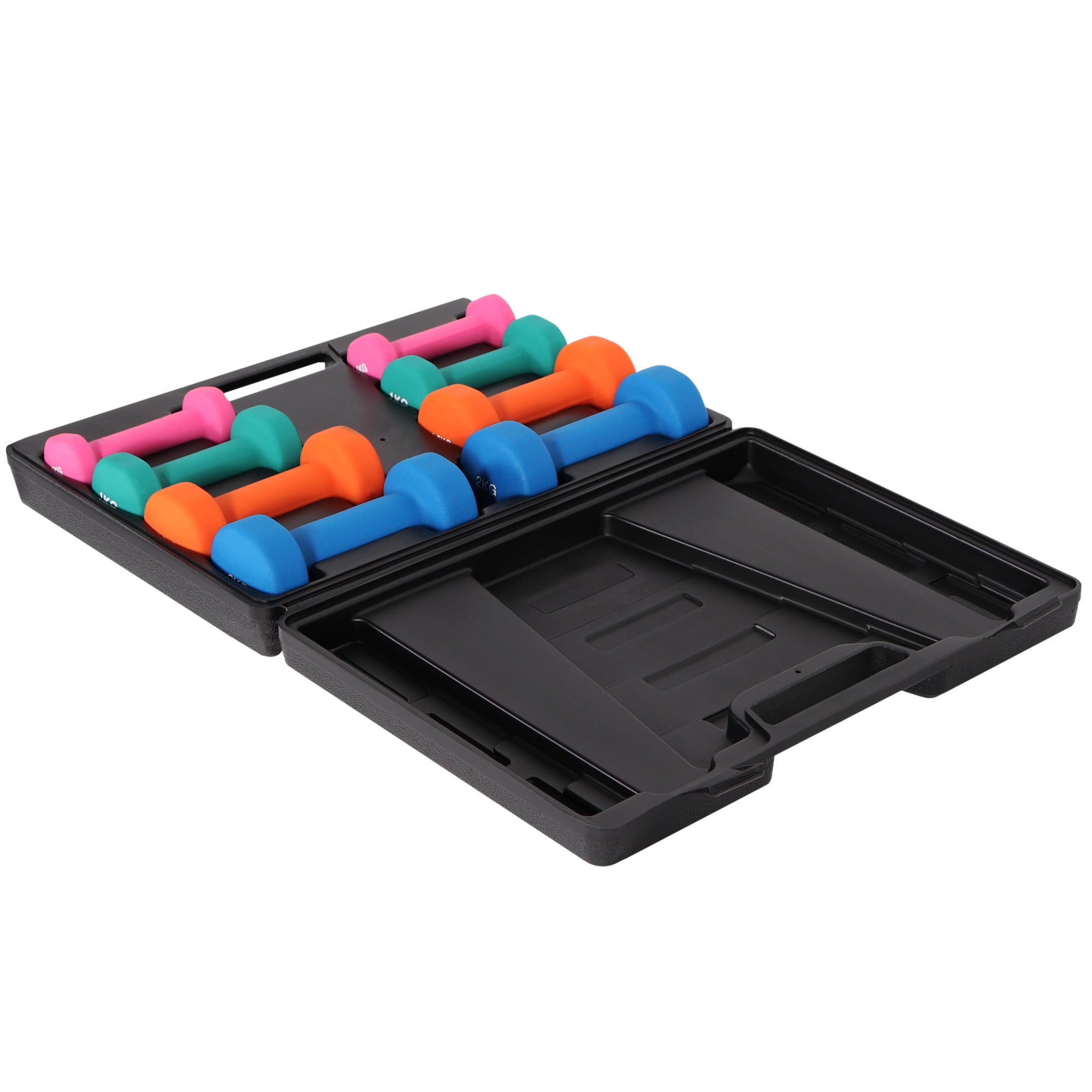 Aerobic / Vinyylikäsipainosetti 10kg Valurautaydin + Säilytyskotelo Musta